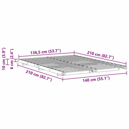 Struttura del letto Bianco 140 x 210 cm Pino massello | homemem39