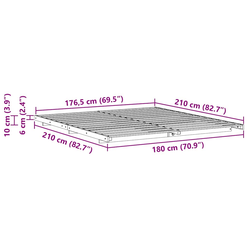 Struttura del letto Marrone cerato 180 x 210 cm Pino massello | homemem39