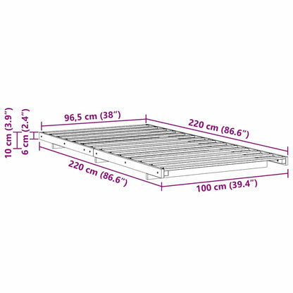 Struttura del letto Bianco 100 x 220 cm Pino massello | homemem39