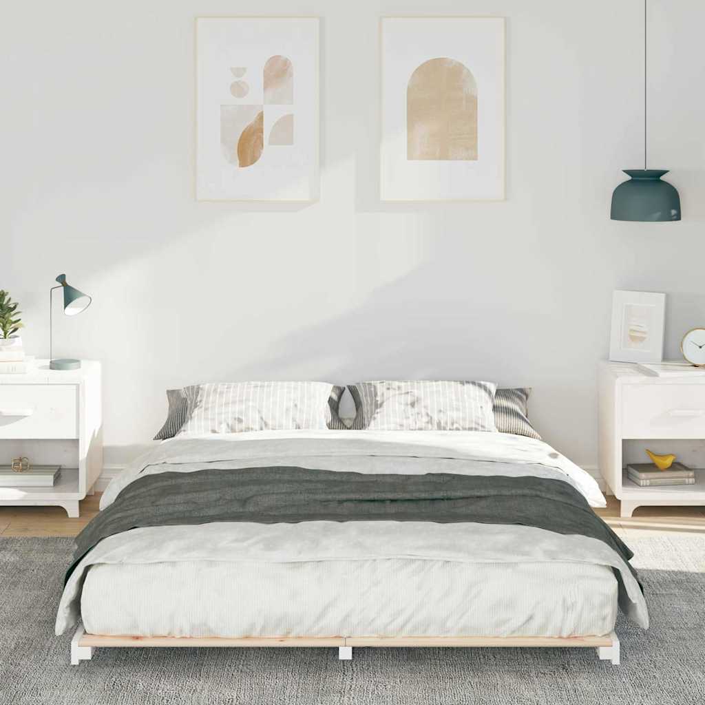 Struttura del letto Bianco 140 x 220 cm Pino massello | homemem39