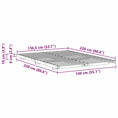 Struttura del letto Marrone cerato 140 x 220 cm Pino massello | homemem39