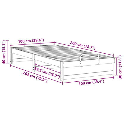 Struttura del letto Bianco 100 x 200 cm Pino massello