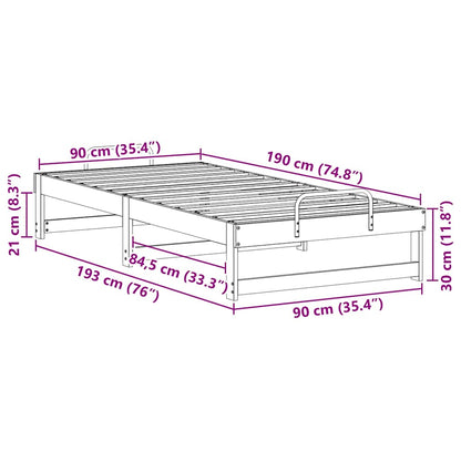 Struttura del letto Marrone 90 x 190 cm Pino massello