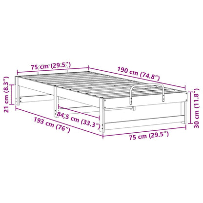 Struttura del letto Bianco 75 x 190 cm Pino massello