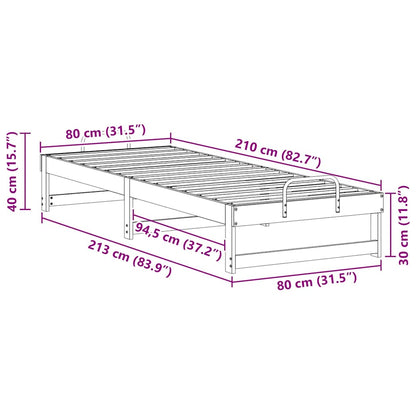 Struttura del letto Bianco 80 x 210 cm Pino massello