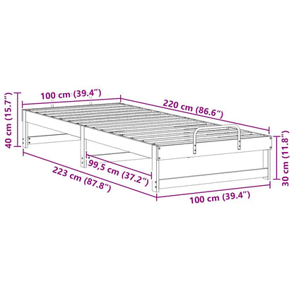 Struttura del letto Marrone 100 x 220 cm Pino massello | homemem39