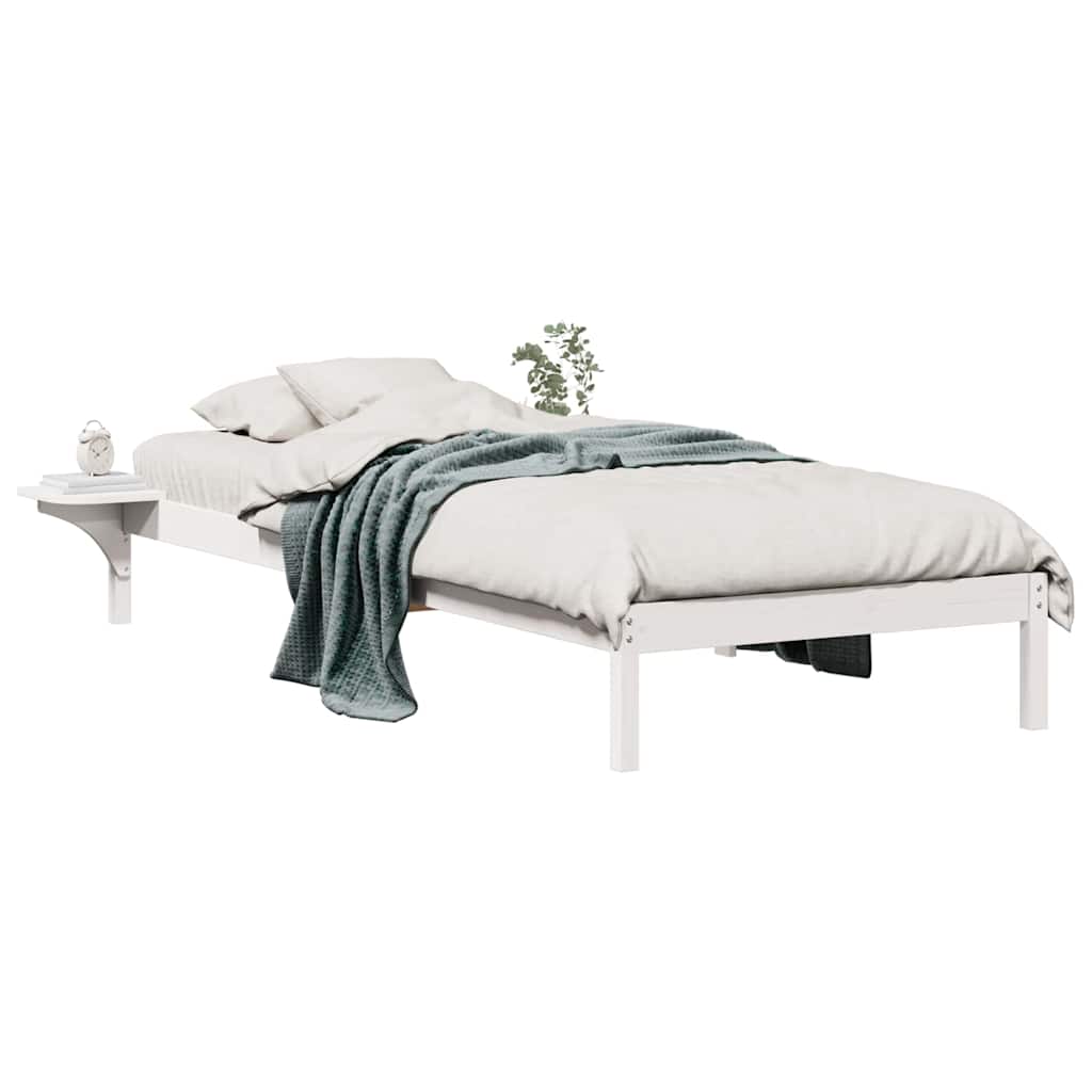 Letto con Tavolini Laterali Bianco 80 x 210 cm Pino massello