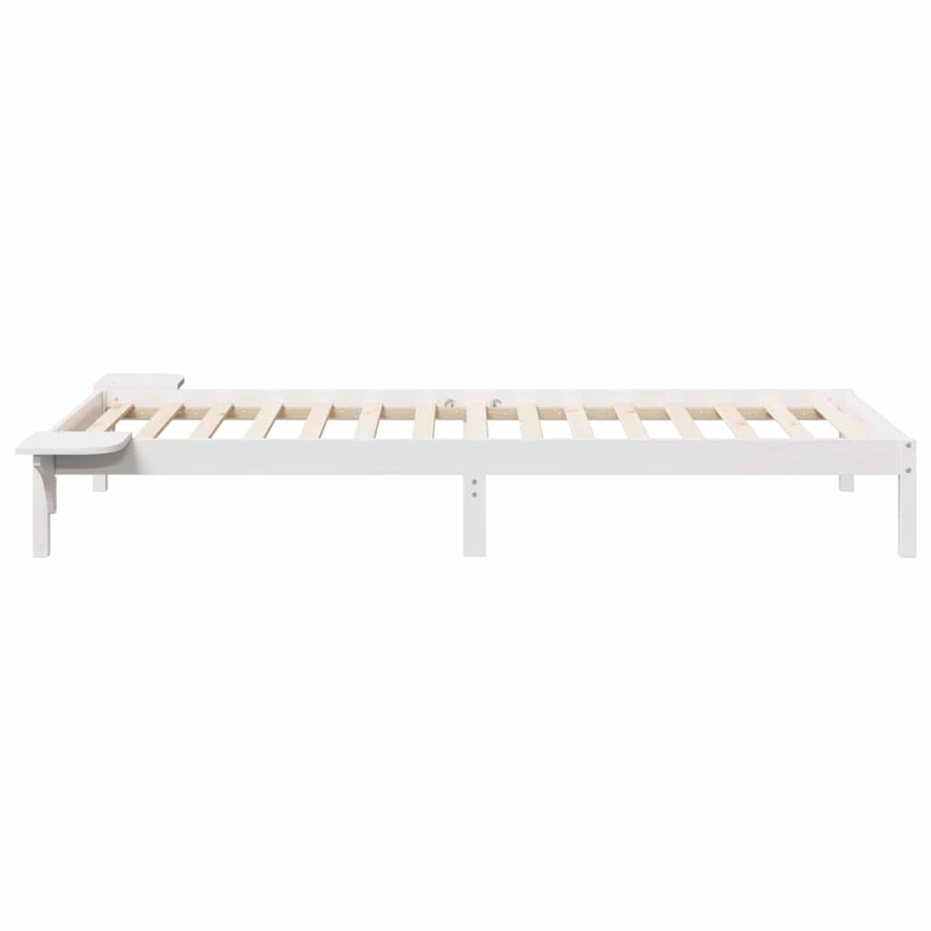 Letto con Tavolini Laterali Bianco 90 x 210 cm Pino massello