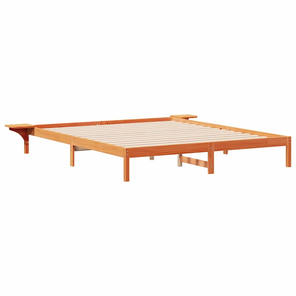 Letto con Tavolini Laterali Marrone cerato 180 x 210 cm