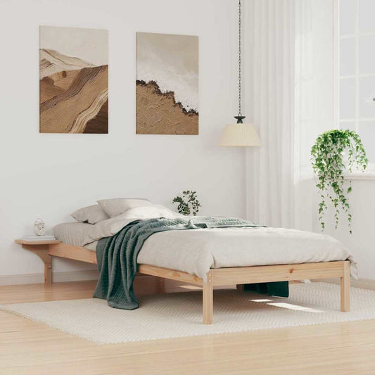 Letto con Tavolini Laterali Naturale 90 x 220 cm Pino massello