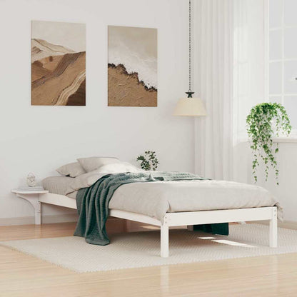 Letto con Tavolini Laterali Bianco 90 x 220 cm Pino massello