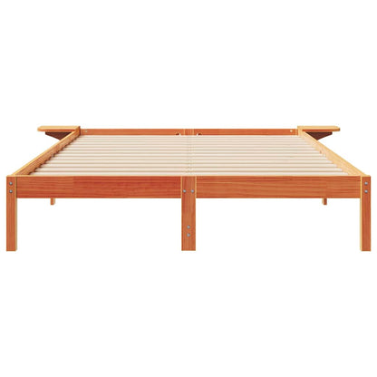 Letto con Tavolini Laterali Marrone cerato 140 x 220 cm