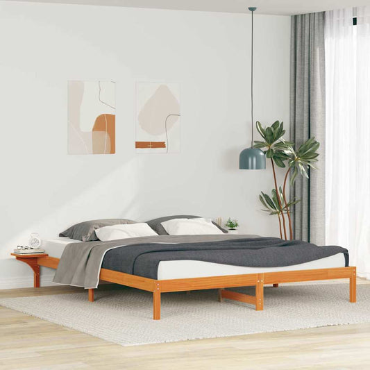 Letto con Tavolini Laterali Marrone cerato 200 x 220 cm