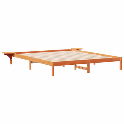 Letto con Tavolini Laterali Marrone cerato 200 x 220 cm