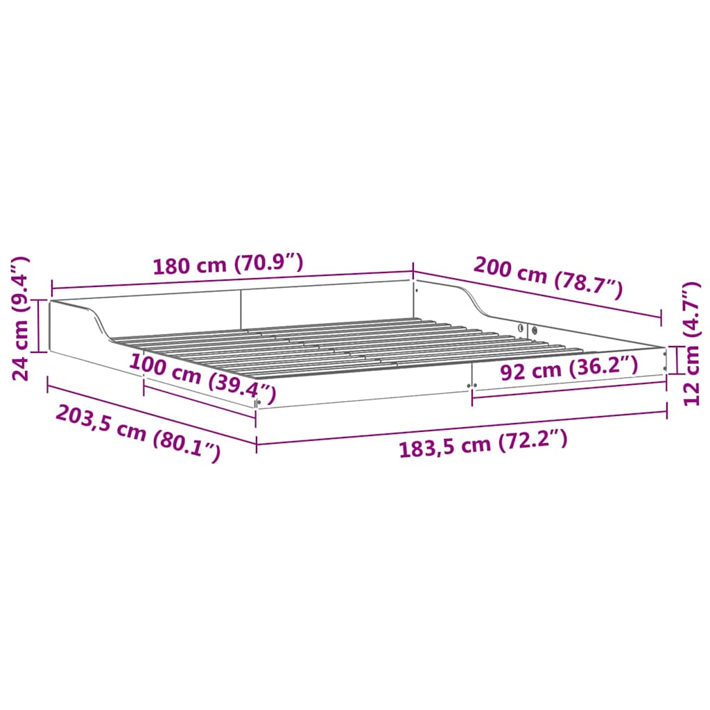 Struttura del letto Marrone cerato 180 x 200 cm Pino massello