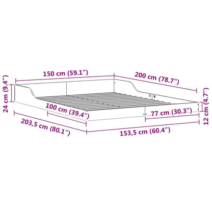 Struttura del letto Marrone cerato 150 x 200 cm Pino massello