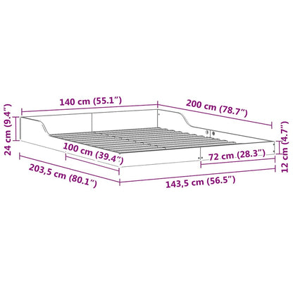 Struttura del letto Marrone 140 x 200 cm Pino massello