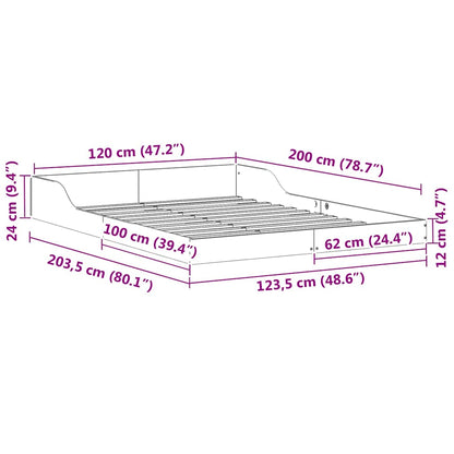 Struttura del letto Bianco 120 x 200 cm Pino massello