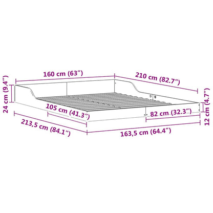 Struttura del letto Marrone 160 x 210 cm Pino massello | homemem39