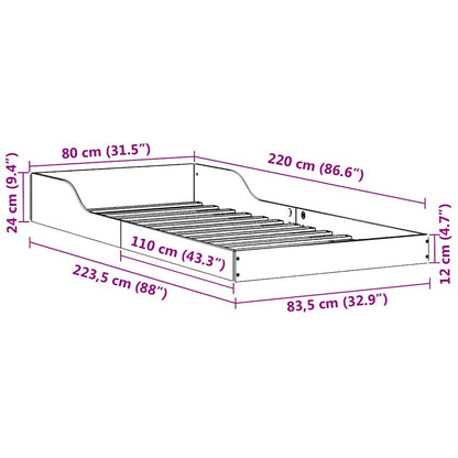 Struttura del letto Bianco 80 x 220 cm Pino massello