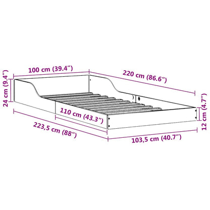 Struttura del letto Marrone cerato 100 x 220 cm Pino massello