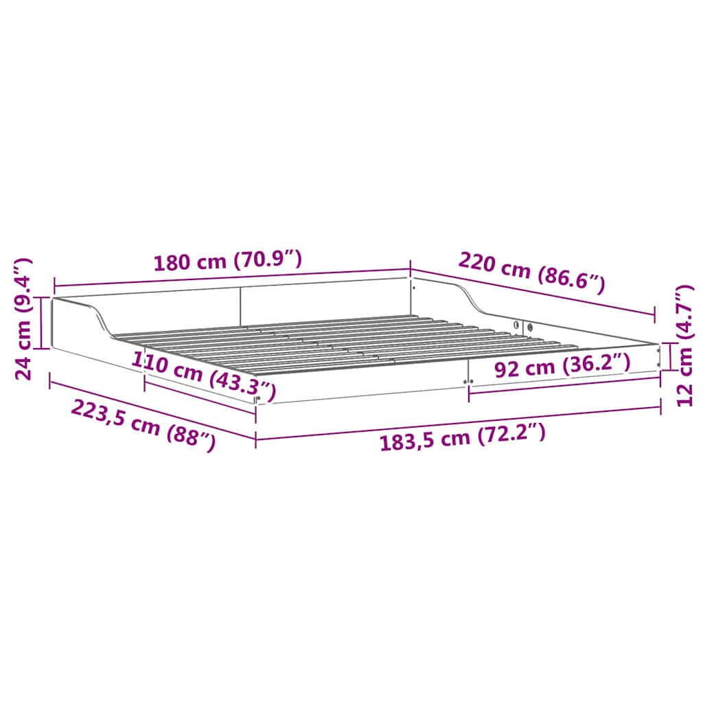 Struttura del letto Bianco 180 x 220 cm Pino massello | homemem39