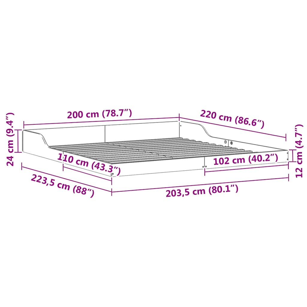 Struttura del letto Bianco 200 x 220 cm Pino massello | homemem39