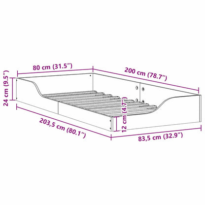 Struttura del letto Bianco 80 x 200 cm Pino massello