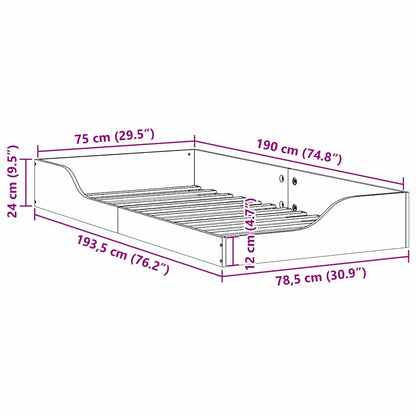 Struttura letto a terra Bianco 75 x 190 cm