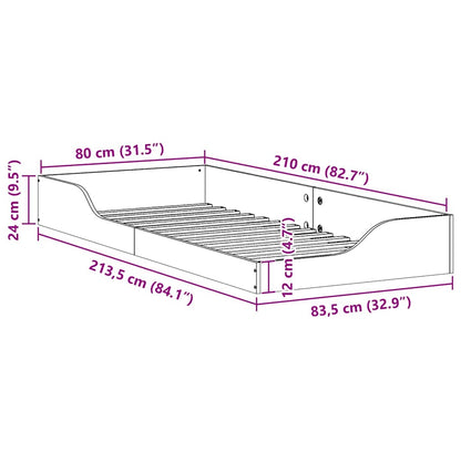 Struttura del letto Marrone cerato 80 x 210 cm Pino massello