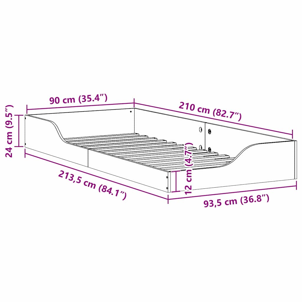 Struttura del letto Marrone 90 x 210 cm Pino massello