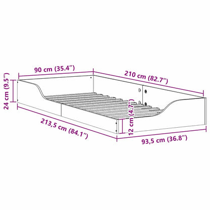 Struttura del letto Marrone cerato 90 x 210 cm Pino massello