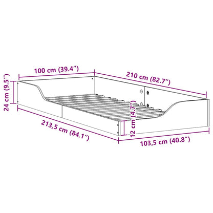 Struttura letto a terra Marrone 100 x 210 cm