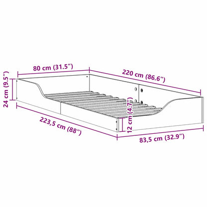 Struttura del letto Marrone cerato 80 x 220 cm Pino massello
