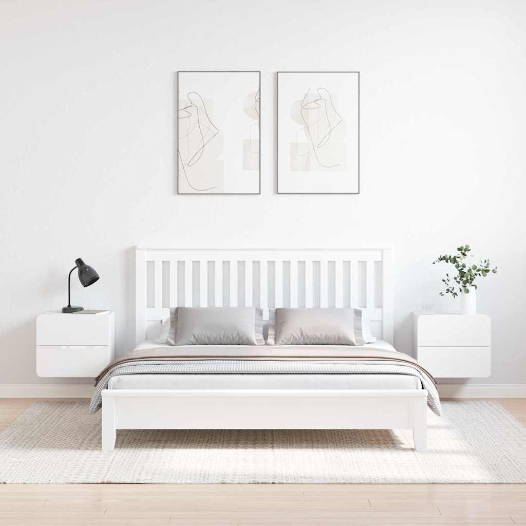 Comodino 2 pcs Bianco 39 x 34 x 33 cm Legno di pino massello