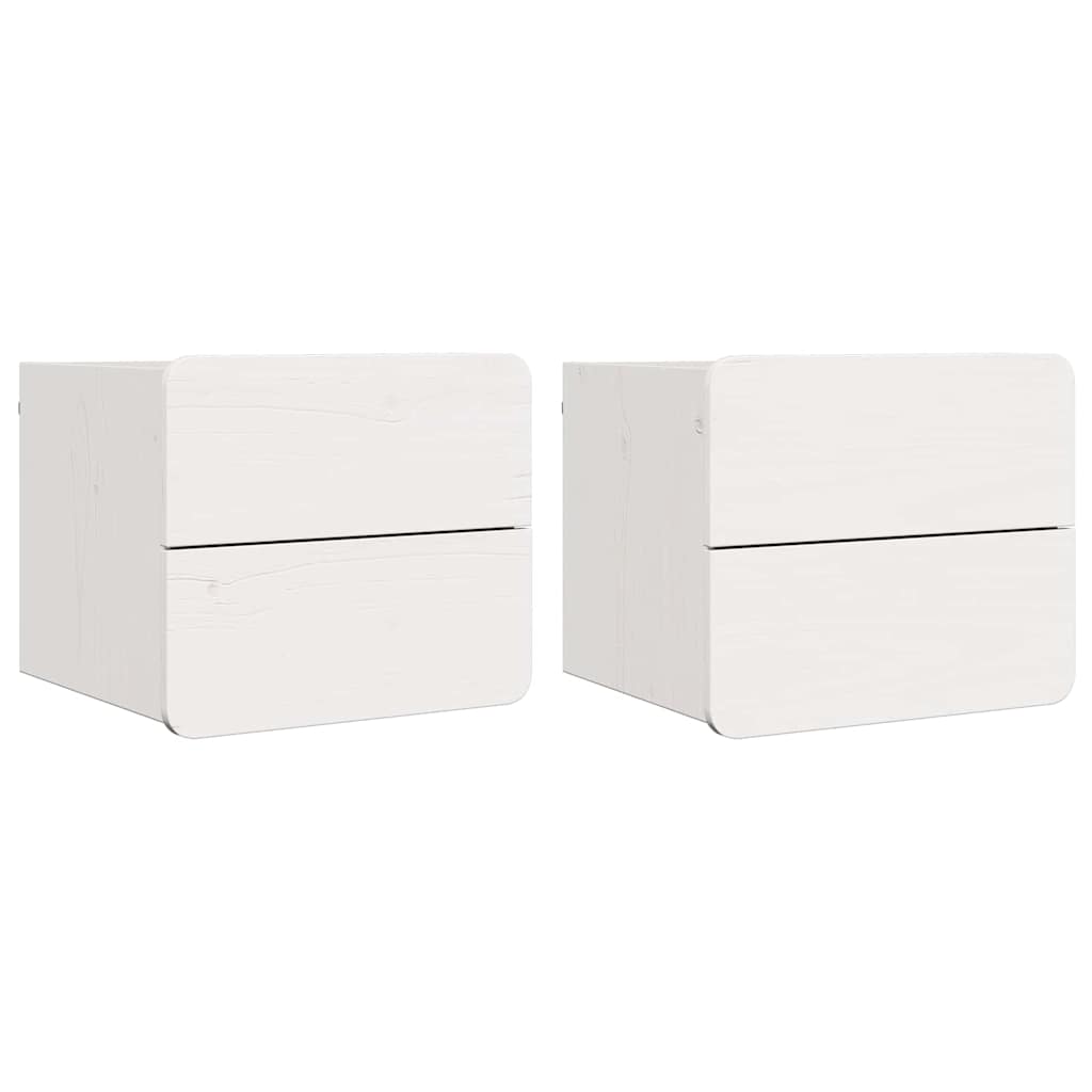 Comodino 2 pcs Bianco 39 x 34 x 33 cm Legno di pino massello