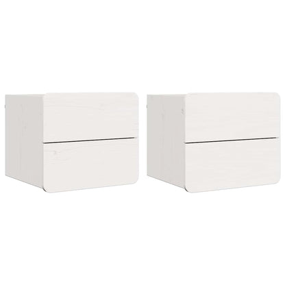 Comodino 2 pcs Bianco 39 x 34 x 33 cm Legno di pino massello
