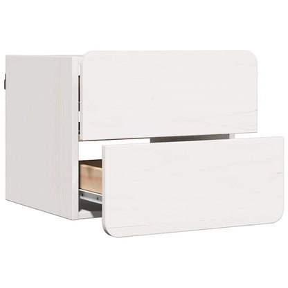 Comodino 2 pcs Bianco 39 x 34 x 33 cm Legno di pino massello