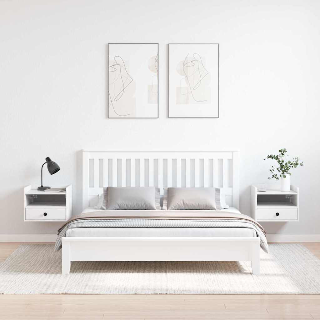 Comodino 2 pcs Bianco 38 x 36 x 29.5 cm Legno di pino massello