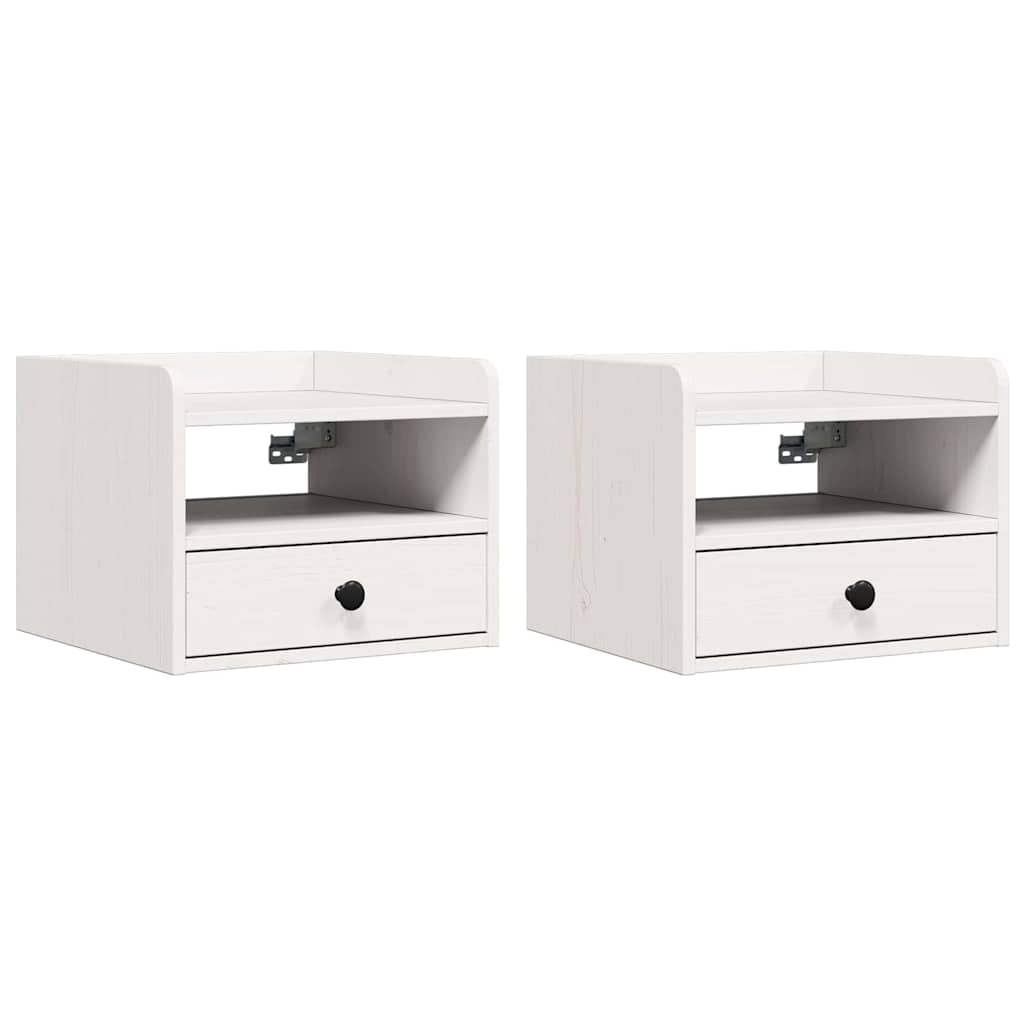 Comodino 2 pcs Bianco 38 x 36 x 29.5 cm Legno di pino massello