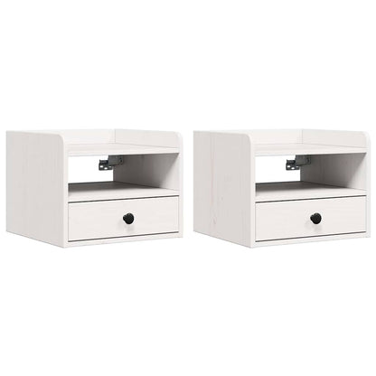 Comodino 2 pcs Bianco 38 x 36 x 29.5 cm Legno di pino massello