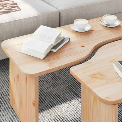 Tavolino da salotto 2 pcs Naturale Legno di pino massello | homemem39