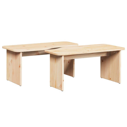 Tavolino da salotto 2 pcs Naturale Legno di pino massello | homemem39