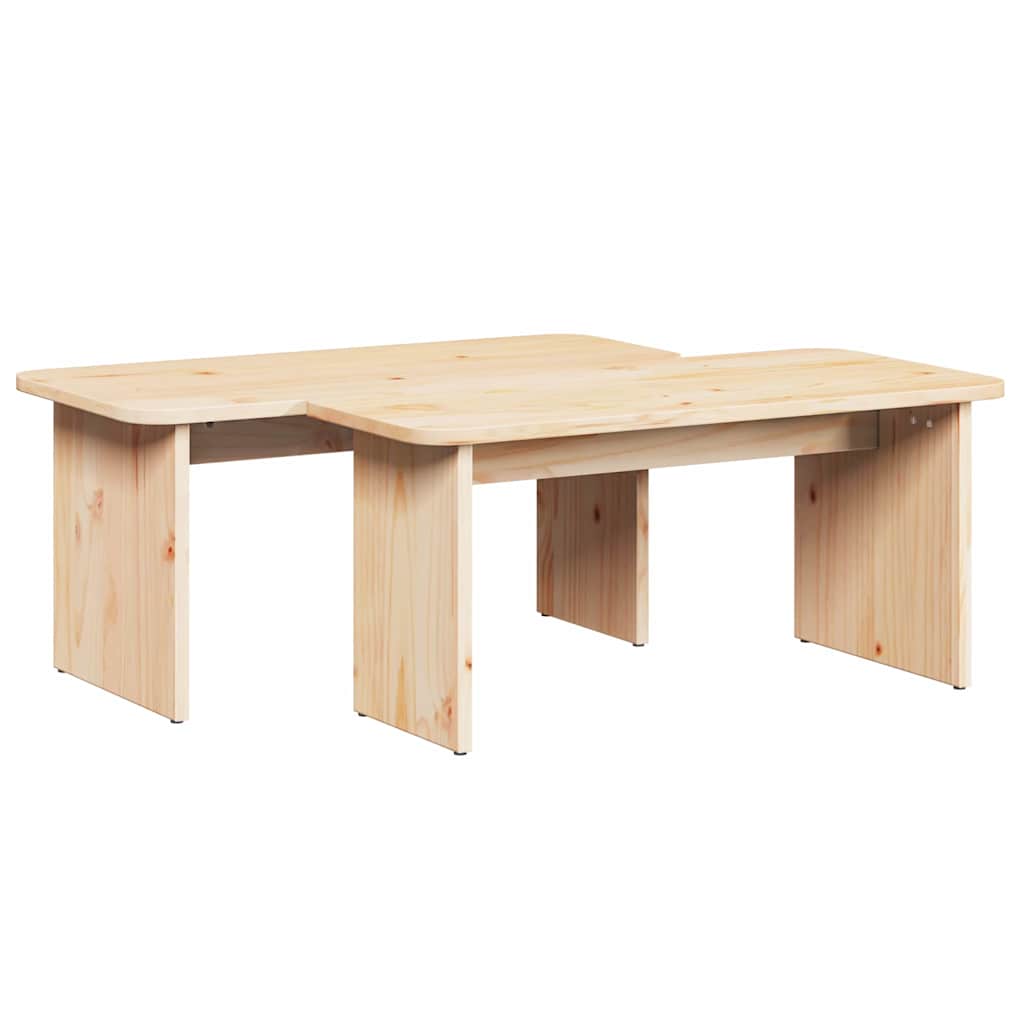 Tavolino da salotto 2 pcs Naturale Legno di pino massello | homemem39