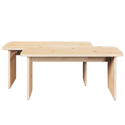Tavolino da salotto 2 pcs Naturale Legno di pino massello | homemem39