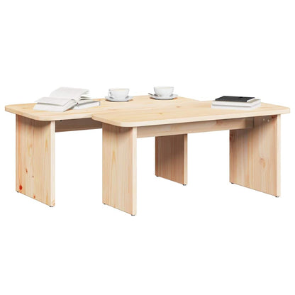 Tavolino da salotto 2 pcs Naturale Legno di pino massello | homemem39