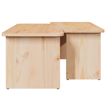 Tavolino da salotto 2 pcs Naturale Legno di pino massello | homemem39