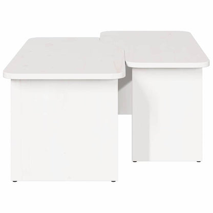 Tavolino da salotto 2 pcs Bianco Legno di pino massello