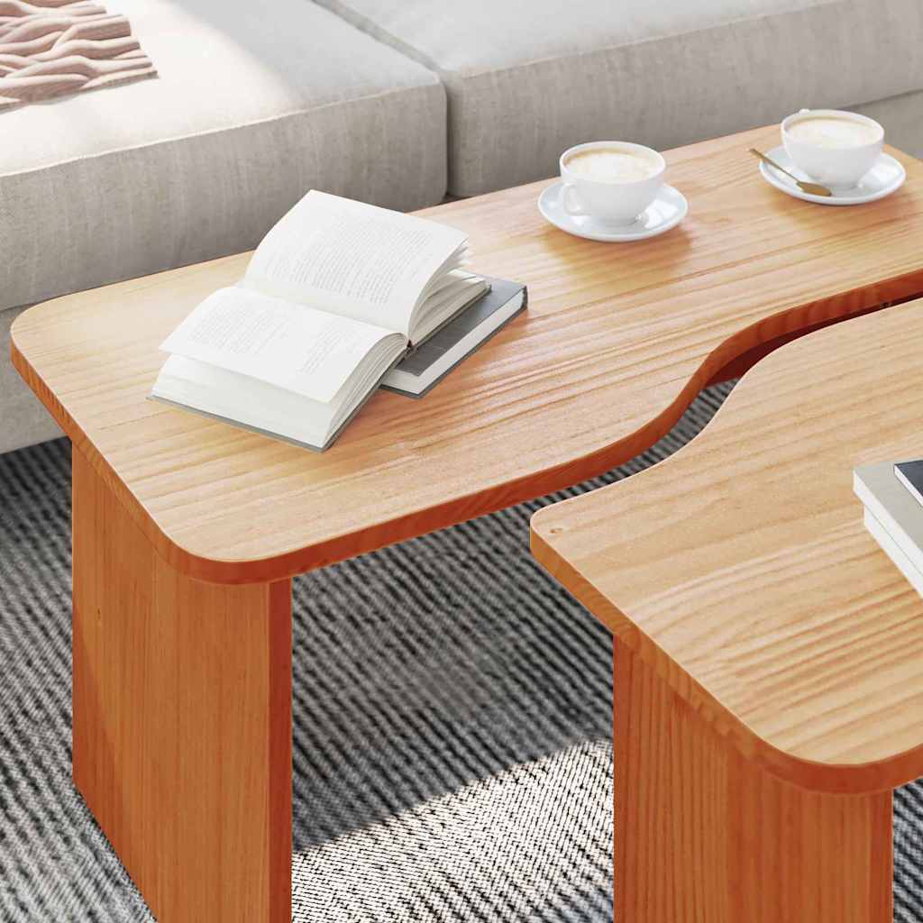 Tavolino da salotto 2 pz Marrone cerato 100 x 69 x 35,5 cm