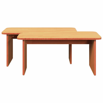 Tavolino da salotto 2 pcs Marrone cerato Legno di pino massello